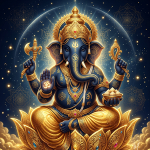 The Zenith of Prosperity: Golden Lotus Ganesha
